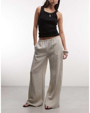 Weekday Pantaloni Stropicciati A Fondo Ampio Chiaro - Neutro