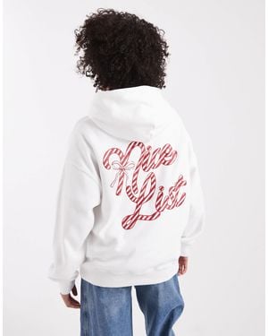 Hollister Sweat à capuche oversize avec inscription « nice list » style noël - Blanc