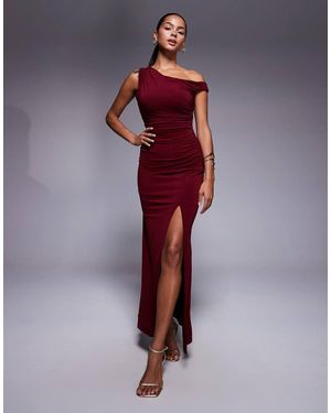 TFNC London One Shoulder Midaxi Dress With Thigh Slit - Purple