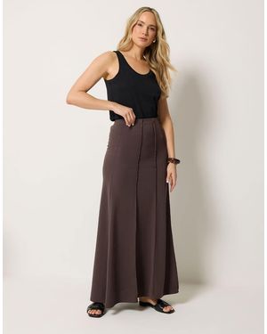Long Tall Sally Flare Seam Maxi Skirt - Brown