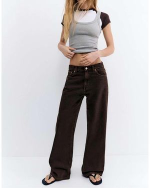 Pull&Bear Baggy Jeans Met Halfhoge Taille - Bruin