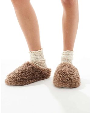Loungeable Cozy Borg Mule Slippers - Natural