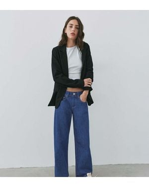 Pull&Bear Petite Jeans Dritti A Vita Bassa Inchiostro - Blu