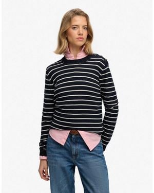 Superdry – leichter basic-pullover - Blau