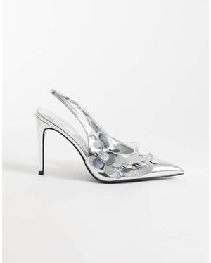 Public Desire Confetti Slingback Heeled Shoes With Sequins - White