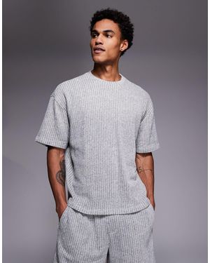 Good For Nothing T-shirt d'ensemble oversize coupe carrée en maille rayée - Gris