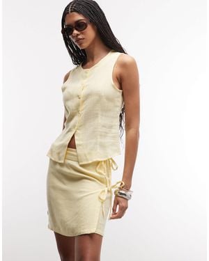 Noisy May Linen Mix Wrap Around Tie Side Mini Skirt Co-ord - Natural