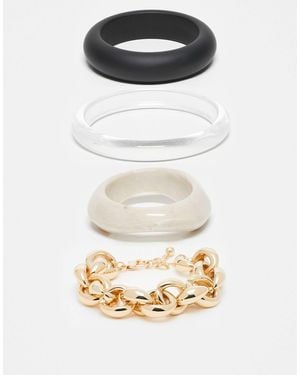 ASOS Pack Of 4 Bangles With Resin And Chain Details - Multicolour