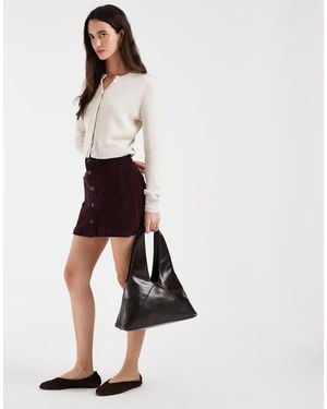 ONLY Falda De Pana De Talle Alto En Ciruela Oscura-Morado - Blanco