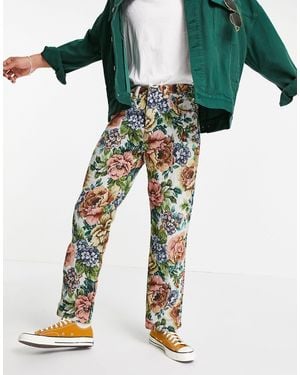 Jaded London Woven Vintage Floral Skate Jeans - Blue