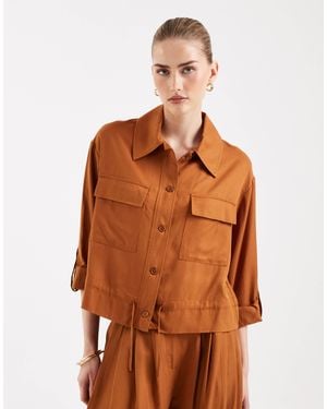 ASOS Soft Textured Utility Shirt Co-Ord - Brown