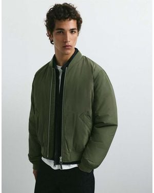 Pull&Bear Padded Bomber Jacket - Green