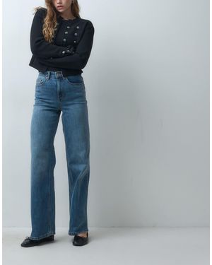 Vero Moda Olivia hochgeschnittene wide-leg-stretch-jeans - Blau