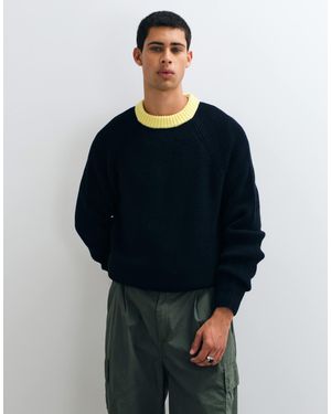 ASOS Oversize-pullover mit rundhalsausschnitt und kontrastkragen - Blau