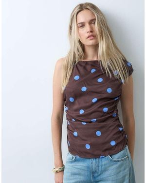 ONLY Asymetric Neck Top - Brown