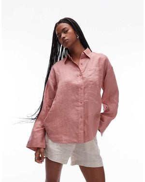 ARKET Oversized Linen Blend Shirt - Red