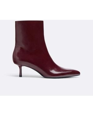Stradivarius Croc-effect Kitten Heel Ankle Boots - Purple