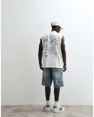 ASOS Oversized Tanktop Met Voedsel- En Drankprint - Grijs