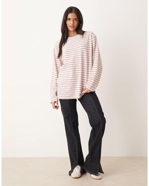 ASOS Camiseta Blanca A De Manga Larga De Tejido Texturizado De -Gris - Neutro