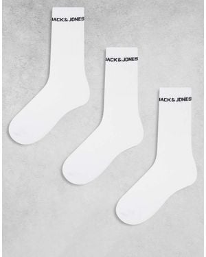 Jack & Jones 3 Pack Logo Tennis Sock - White