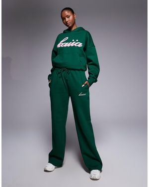 Kaiia Exclusive Cotton Rich Wide Leg Sweatpants Co-Ord - Green