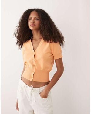 ASOS Fine Knit V Neck Cardigan - Orange