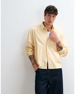 ASOS Camicia Squadrata Oversize A Micro Quadri Gialla - Neutro