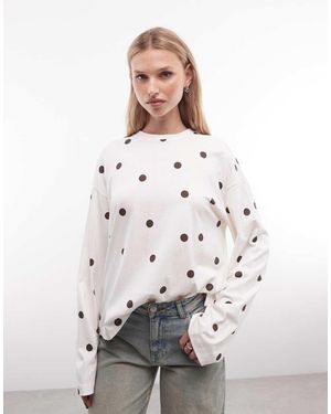 Monki Oversized T-Shirt Met Lange Mouwen - Wit
