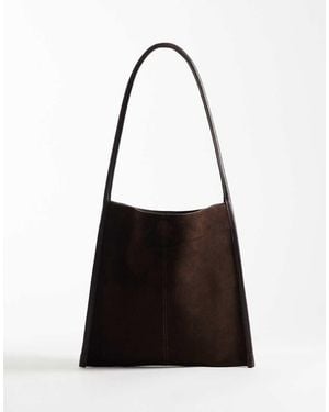 ASOS Flat Suede Shoulder Bag - Black