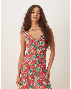 Wild Lovers Ohana Floral Ruffle Mesh Beach Top Co-ord - Red