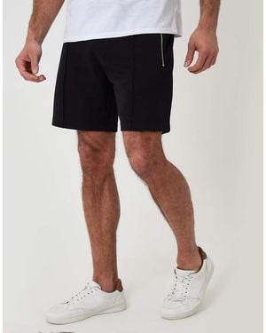 Threadbare Pique Pleated Sweat Shorts - Black