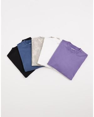 Abercrombie & Fitch 5 Pack Premium Heavyweight T-Shirt - Blue