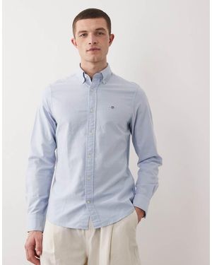 GANT Icon Logo Slim Fit Oxford Shirt - Blue