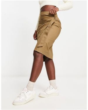 Urban Revivo Midi Cargo Skirt - Natural