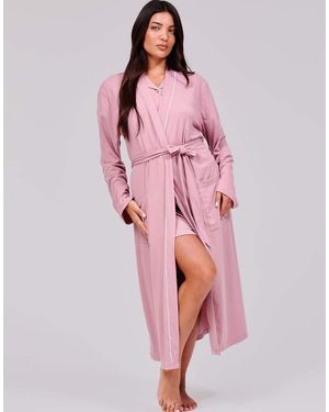 Loungeable Rib Kimono Robe 120 Cm - Pink