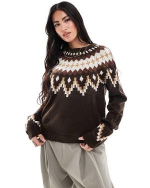 Threadbare Crew Neck Aztec Print Jumper - Black