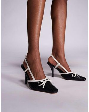 Public Desire Alchemy Laser Cute Sling Back Heels With Bow - White