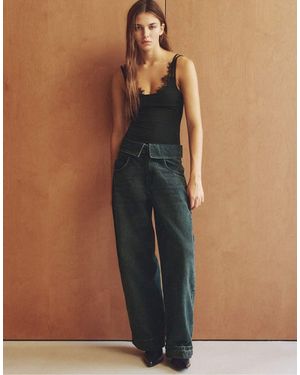 Pull&Bear Baggy Jeans Met Omgeslagen Taille - Blauw