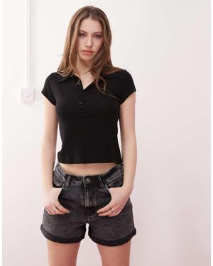 Noisy May Moni High Waisted Denim Short - Black