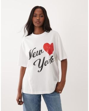 ASOS Short Sleeve Oversized T-Shirt With New York Graphic - White
