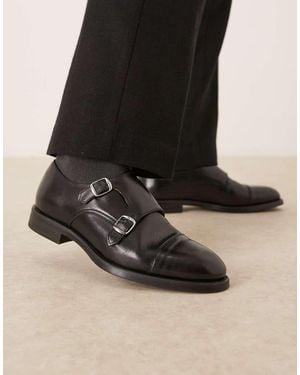 Mango Zapatos Oxford Negros Con Hebillas De 100% Cuero De