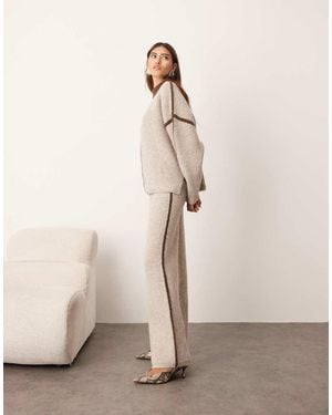 ARRANGE Thick Rib Knit Trousers - Natural