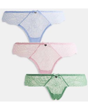 Boux Avenue Maia 3 Pack Lace Thongs - White
