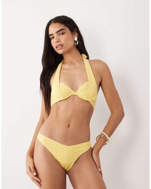 Candypants Hoogopgesneden Bikinibroekje Met Broderie - Geel