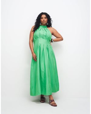 Forever New – neckholder-midikleid aus leinenmix - Grün