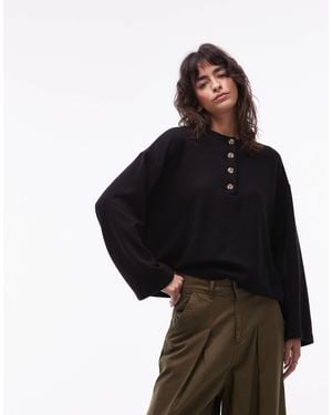ASOS Super Oversized Henley Top - Black