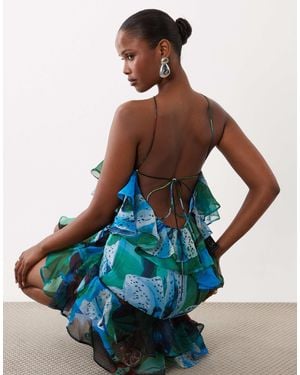 ASOS Ruffle Halter Maxi Dress - Blue