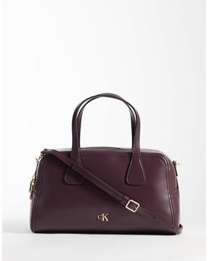 Calvin Klein Shoulder Bag With Strap And Gold Detail - Purple