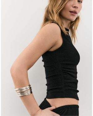 Stradivarius Gathered Texture T-shirt - Black