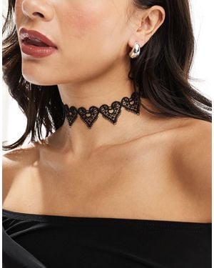 ASOS Halloween Choker Necklace With Heart Lace Design - Black